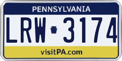 PA license plate LRW3174