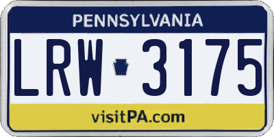 PA license plate LRW3175