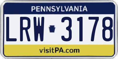 PA license plate LRW3178