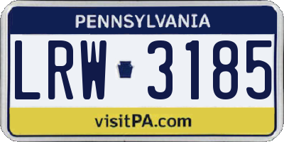 PA license plate LRW3185