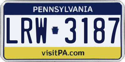 PA license plate LRW3187