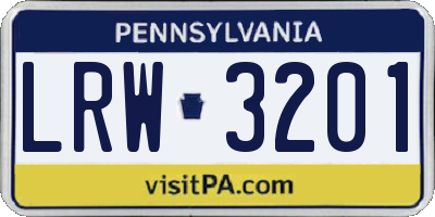 PA license plate LRW3201