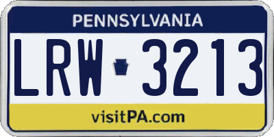 PA license plate LRW3213