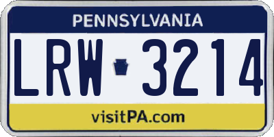 PA license plate LRW3214