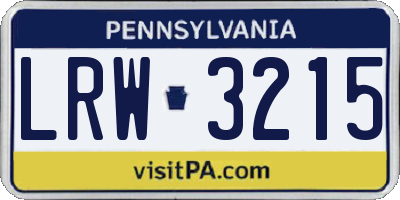 PA license plate LRW3215