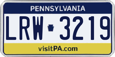 PA license plate LRW3219