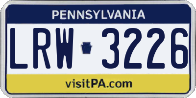 PA license plate LRW3226