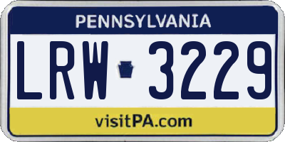 PA license plate LRW3229