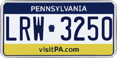 PA license plate LRW3250