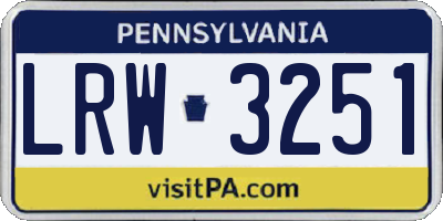 PA license plate LRW3251
