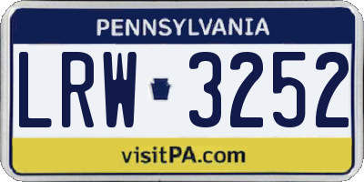 PA license plate LRW3252