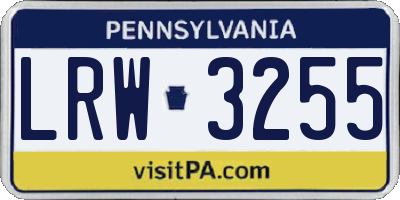 PA license plate LRW3255