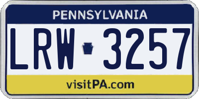 PA license plate LRW3257