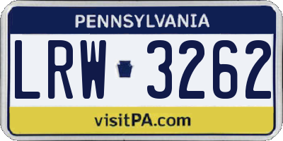 PA license plate LRW3262
