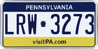 PA license plate LRW3273