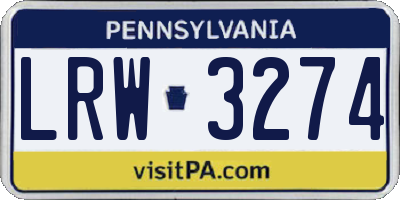 PA license plate LRW3274