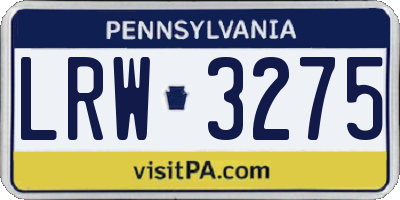 PA license plate LRW3275
