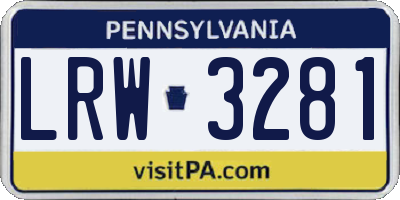 PA license plate LRW3281