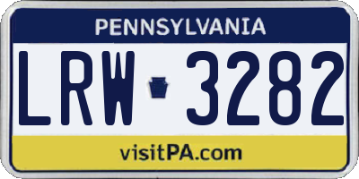 PA license plate LRW3282