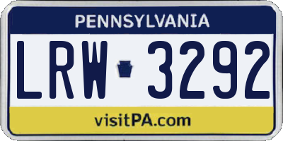 PA license plate LRW3292