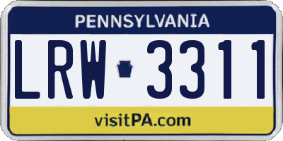 PA license plate LRW3311