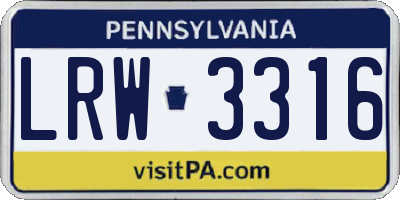 PA license plate LRW3316