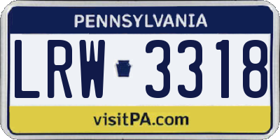 PA license plate LRW3318