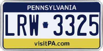 PA license plate LRW3325
