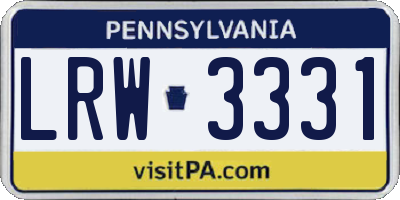 PA license plate LRW3331