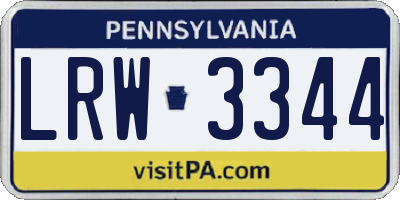 PA license plate LRW3344