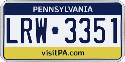 PA license plate LRW3351