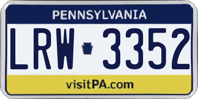 PA license plate LRW3352