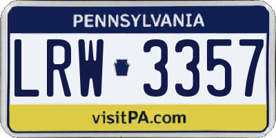 PA license plate LRW3357