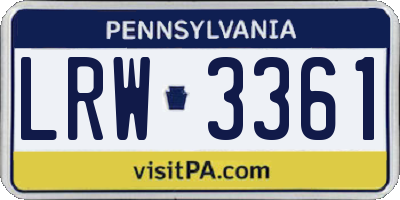 PA license plate LRW3361