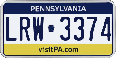 PA license plate LRW3374