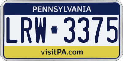 PA license plate LRW3375