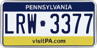 PA license plate LRW3377