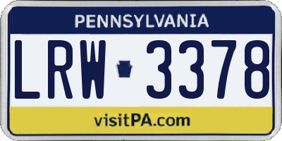 PA license plate LRW3378