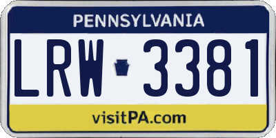PA license plate LRW3381