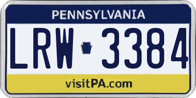PA license plate LRW3384
