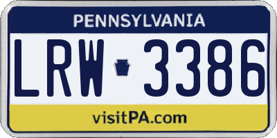 PA license plate LRW3386