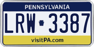 PA license plate LRW3387