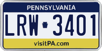PA license plate LRW3401