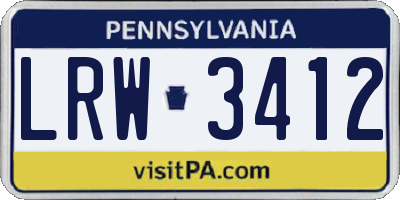 PA license plate LRW3412