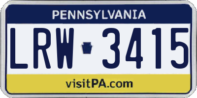 PA license plate LRW3415