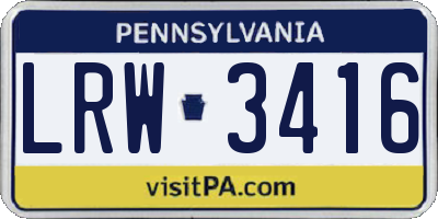 PA license plate LRW3416