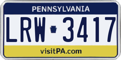 PA license plate LRW3417