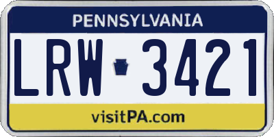 PA license plate LRW3421