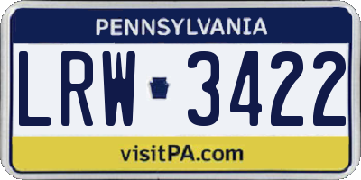 PA license plate LRW3422