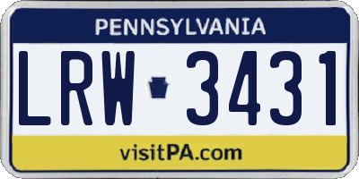PA license plate LRW3431